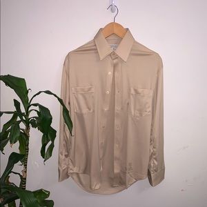 Silk Tan button down shirt